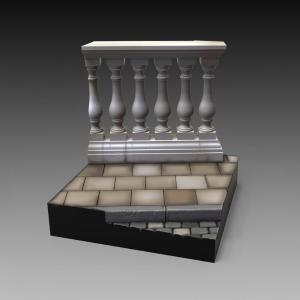Royal Model: Base with columns cm 4x4 (1/35-1/32 scale)
