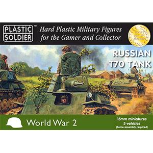PLASTIC SOLDIER CO: Easy Assembly plastic injection moulded 15mm Russian T70 tank. Five vehicles in the box