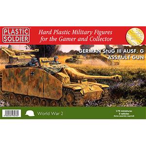 PLASTIC SOLDIER CO:  Easy Assembly 1/72nd German Stug III Ausf G Assault Gun. Three vehicles in a box