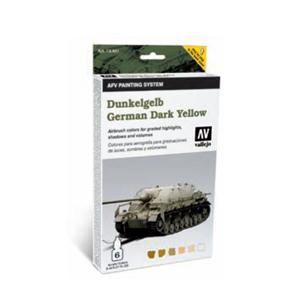 Vallejo Model Air 6 colors set AFV Dunkelgelb (German Yellow) WWII  8 ml