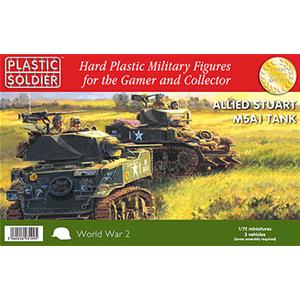 PLASTIC SOLDIER CO: 1/72 Easy Assembly Stuart M5 Tank- (3 per scatola)