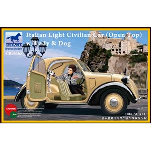 Bronco Models: 1/35; Italian Light Civilian Car (Open Top) w/Lady & Dog