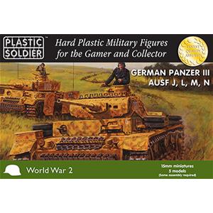 PLASTIC SOLDIER CO: 15mm German Panzer III J,L,M,N and Flamm; 5 models in a box