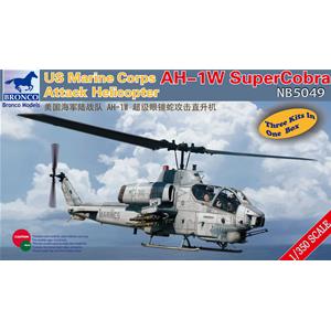 Bronco Models: 1/350; USMC AH-1W Super Cobra Attack Helicopter (3 kits in one box)