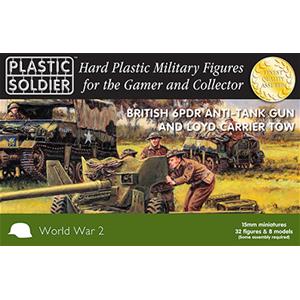 PLASTIC SOLDIER CO: 15mm British 6 pdr anti tank gun and Loyd carrier (4 guns, 4 carriers and 32 crew figures)