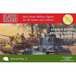 PLASTIC SOLDIER CO:  1/72nd Pz 38T and Marder variants - (3 vehicles in a box + 30 figures)