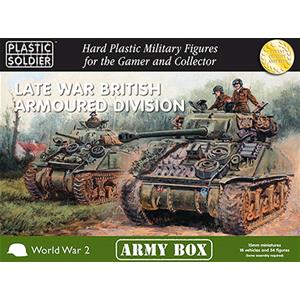 PLASTIC SOLDIER CO: 15mm Late War British Armoured Division (18 veicoli e 34 miniature)