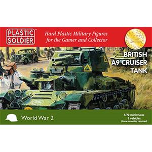 PLASTIC SOLDIER CO: 1/72 British A9 Cruiser Tank- (3 per BOX)
