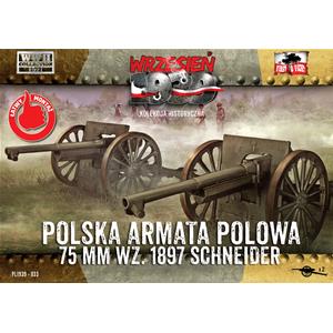 FIRST TO FIGHT: 1/72; Polish Field Cannon 75mm Schneider (2 in a box)