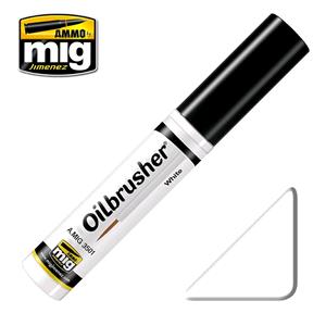 AMMO OF MIG: OILBRUSHER, WHITE - Oil paint with fine brush applicator