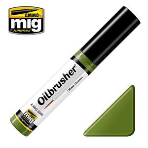 AMMO OF MIG: OILBRUSHER, OLIVE GREEN - Oil paint with fine brush applicator