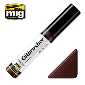 AMMO OF MIG: OILBRUSHER, DARK BROWN - Oil paint with fine brush applicator