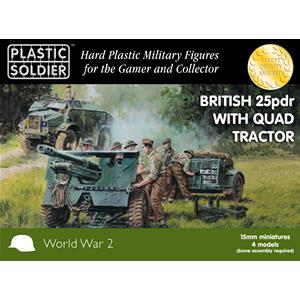 PLASTIC SOLDIER CO: British 25pdr and Morris Quad Tractor - 1/100 scale (48 figures + 12 models)