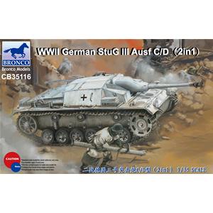 Bronco Models: 1/35; WWII German StuG III Ausf C/D with 75mm StuK 37/L24 & 75mm StuK40/L48 (2 in 1)