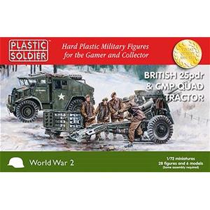 PLASTIC SOLDIER CO: 1/72nd British 25pdr and CMP Quad Tractor (2 guns + 2 tractors + 28 miniat.)