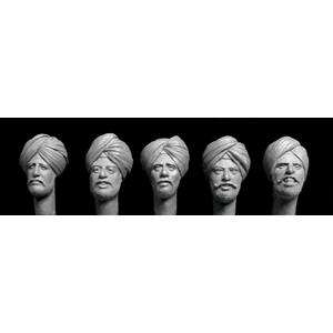 Hornet: 5 heads with Sikh turbans, 1:35 scale resin