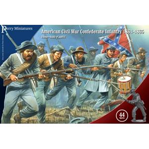 Perry Miniatures: 28mm; American Civil War Confederate Infantry 1861-65 ( box of 44 figures)