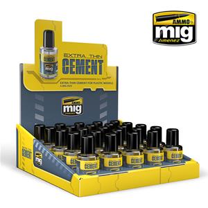 AMMO OF MIG: EXTRA THIN CEMENT (polyester plastic glue) - display with 25 peieces