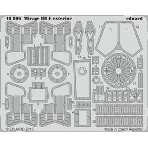 EDUARD: 1/48; Mirage III E exterior (for kit KINETIC) - photoetched set