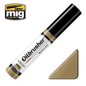 AMMO OF MIG: OILBRUSHER, Medium Soil - Oil paint with fine brush applicator