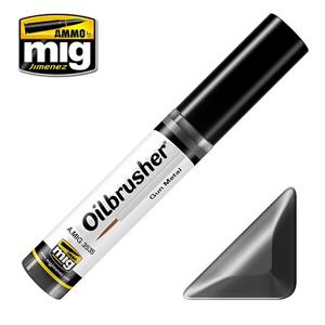 AMMO OF MIG: OILBRUSHER, GUN METAL - Oil paint with fine brush applicator