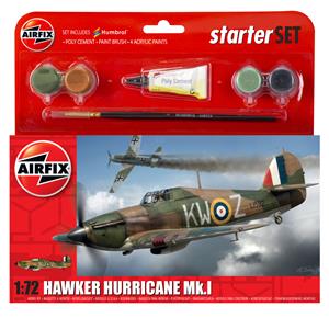 AIRFIX: 1/72; Small Starter Set - Hawker Hurricane MkI Starter Set