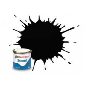 HUMBROL: No 85 Coal Black Satin; enamel paint 14 ml