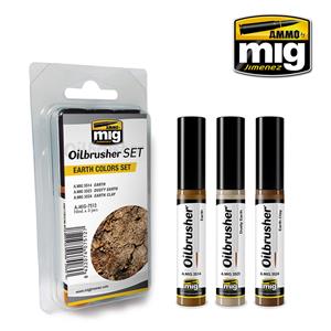AMMO OF MIG: 3 x OILBRUSHER, EARTH COLORS SET