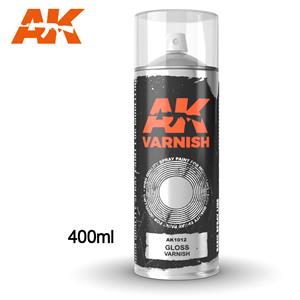 AK INTERACTIVE: Gloss Varnish - Spray 400ml (Includes 2 nozzles)