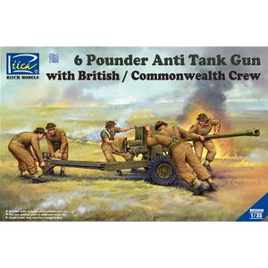 RIICH MODELS: 1/35; Cannone anti-carro 6 Pounder con 5 figure di artiglieri Britannici/Commonwealth