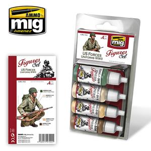 AMMO OF MIG: set di pittura per figurini con uniformi Americane WWII - 4 colori acrilici da 17ml