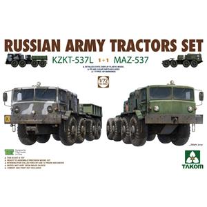 TAKOM MODEL: 1/72; Russian Army Tractors KZKT-537L & MAZ-537  - scatola con due kit