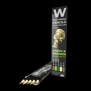 AK INTERACTIVE: Watercolor PENCIL SET GREEN AND BROWN CAMOUFLAGES