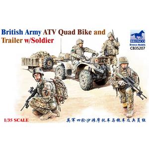Bronco Models: 1/35; British Army ATV Quad Bike and Trailer with Soldiers