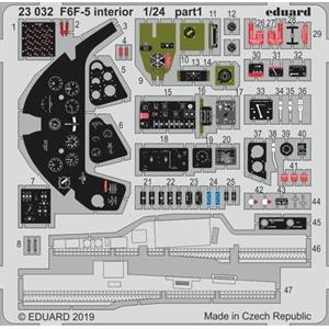 EDUARD: 1/24; F6F-5 interior (for kit AIRFIX) - photoetched set