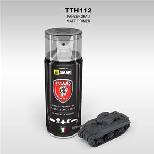 TITANS HOBBY: PRIMER PANZERGRAU opaco (grigio scuro tedesco) - 400ml Spray per plastica, metallo e resina