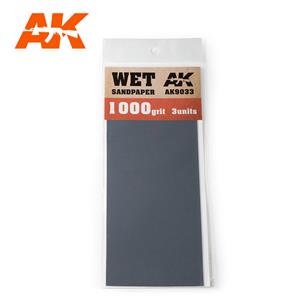 AK INTERACTIVE: Wet Sandpaper 1000 Grit. 3 units