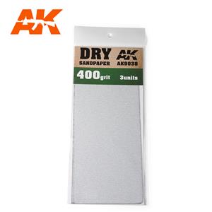 AK INTERACTIVE: Dry Sandpaper 400 Grit. 3 units