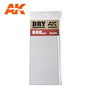 AK INTERACTIVE: Dry Sandpaper 600 Grit. 3 units