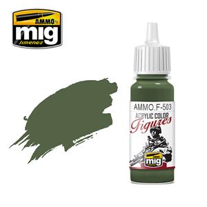 AMMO OF MIG: colore acrilico 17ml SERIE FIGURINI; DARK OLIVE GREEN FS-34130