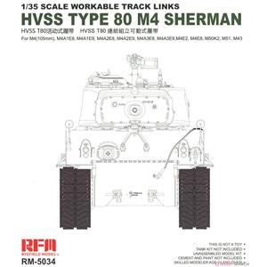 RYE FIELD MODEL: 1/35 Set di cingoli maglia maglia HVSS T80 per M4 SHERMAN