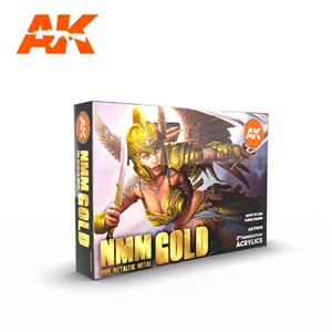 AK INTERACTIVE: Set of 6 acrylic paints 3rd Generation 17ml - NMM (Non Metallic Metal) GOLD Set