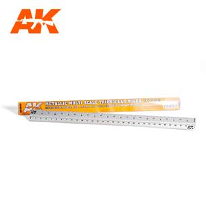 AK INTERACTIVE: righello triangolare in metallo con misuratore di scale