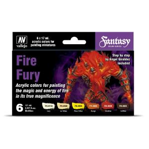 Vallejo Model Color Fantasy / 6 colors set Fire Fury by Angel Giraldez 17 ml