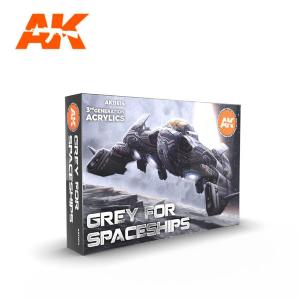 AK INTERACTIVE: Set di 6 colori acrilici 3rd Generation da 17ml - GREY FOR SPACESHIPS SET