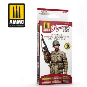 AMMO of MIG: WWII US Paratroopers Uniforms - Acrylic Set for Figures - 6 jars 17mL