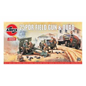 AIRFIX 1:76 Scale: 25PDR Field Gun & Quad