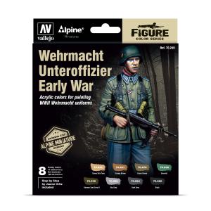 Vallejo + Alpine Wehrmacht Unteroffizier Early War: 8 colori acrilici 17 ml + 1 figruno esclusivo in resina 1/35 Alpine