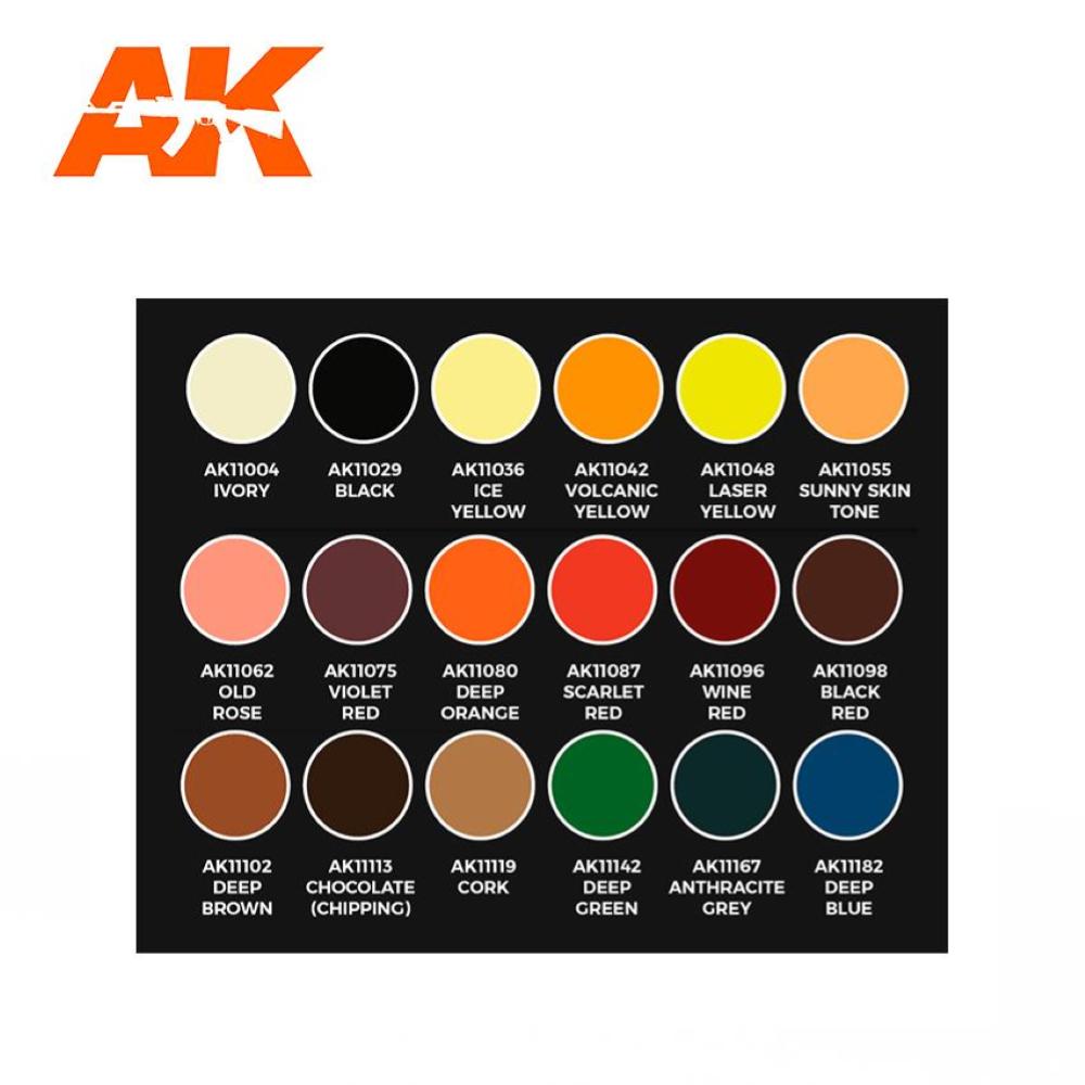 AK INTERACTIVE: SET 18 acrylic paints 3rd Generation 17mL - SIGNATURE SET -  JOSEDAVINCI 3G AK INTERACTIVE AK11757