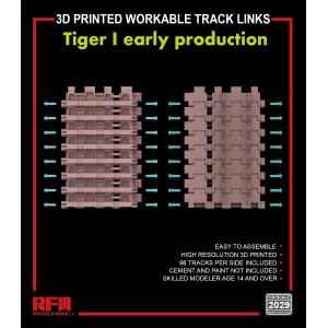 RYE FIELD MODEL: 1/35; 3D printed  Workable track links for Tiger I early